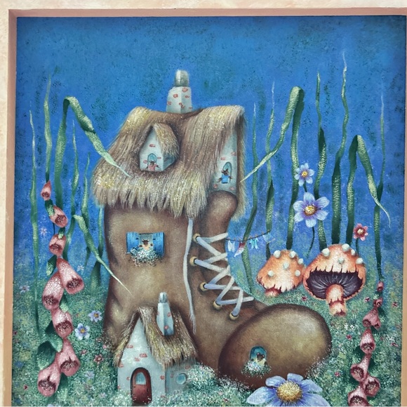 Adorable Old Woman Who Lived In a Shoe Nursery Rhyme Painting - Picture 3 of 13